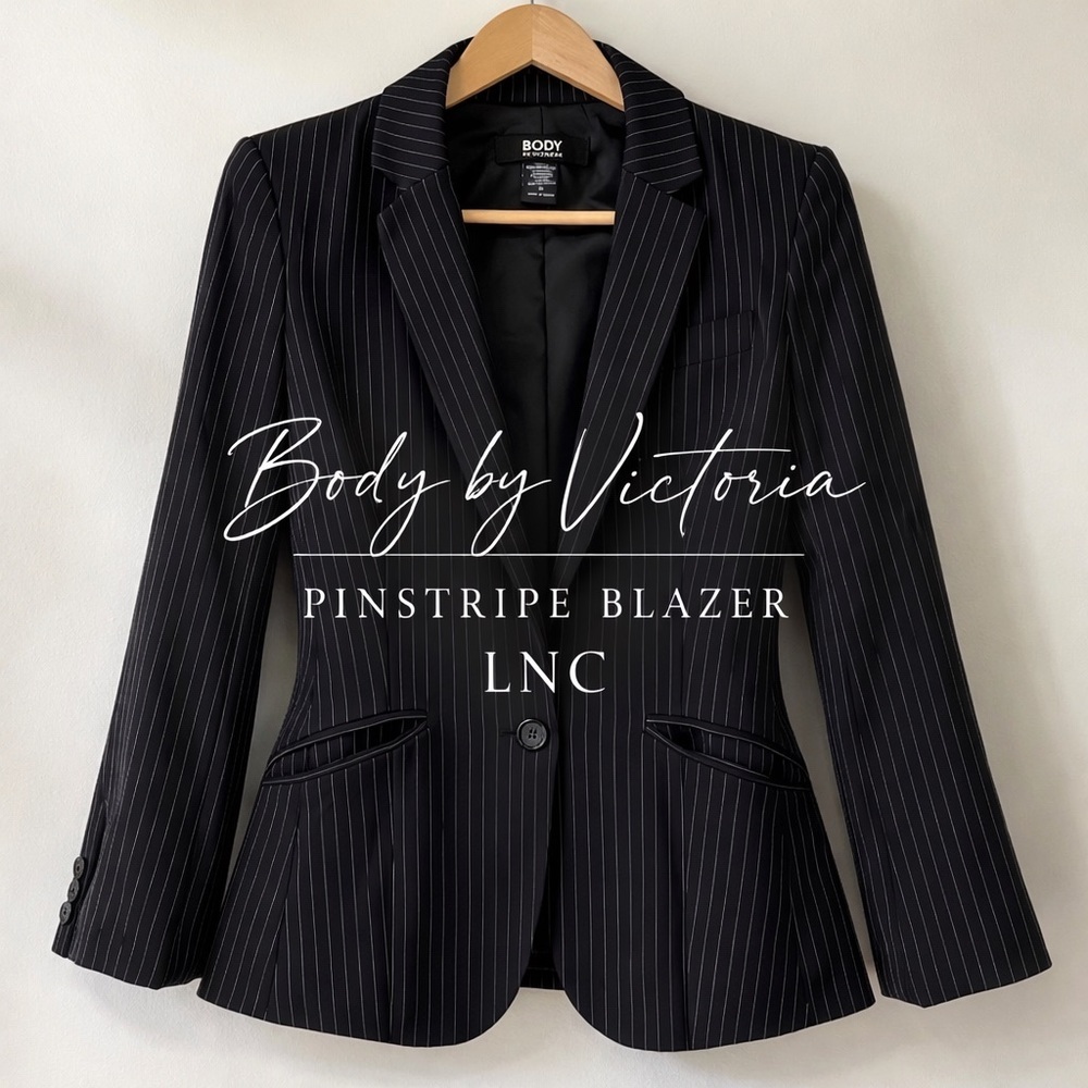 Body by Victoria Black Pinstripe Blazer Size 4 LNC